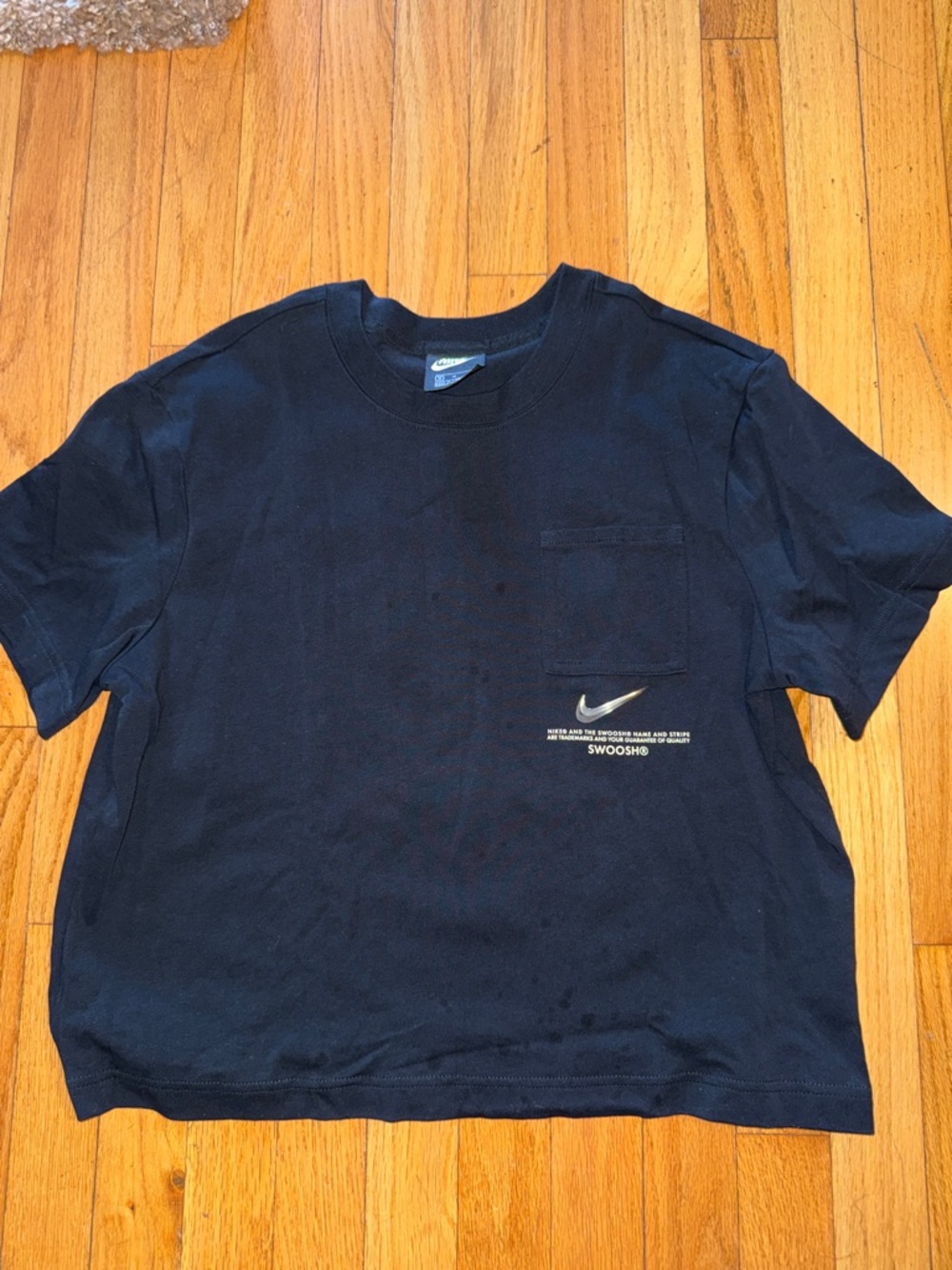 Nike Womens Black Pocket Tee with Swoosh Logo